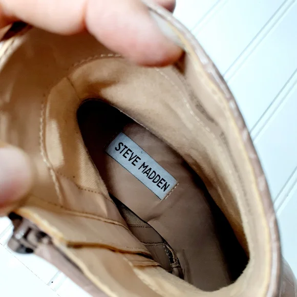 NEW Steve Madden Darma Tan Block Heel Boot C255 - Picture 12 of 13